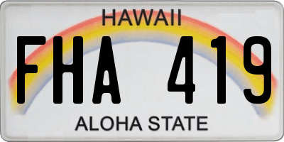 HI license plate FHA419