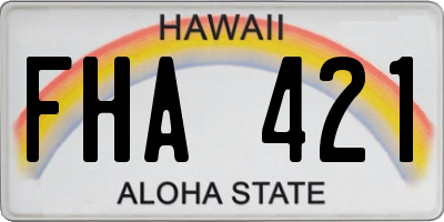 HI license plate FHA421