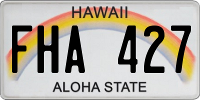 HI license plate FHA427