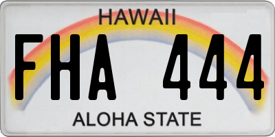 HI license plate FHA444