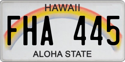HI license plate FHA445