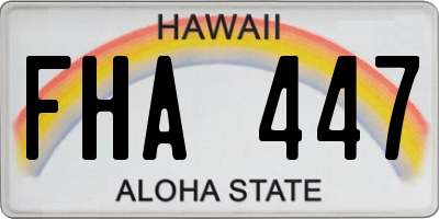 HI license plate FHA447