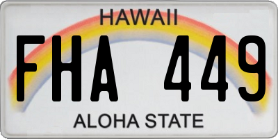 HI license plate FHA449