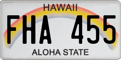 HI license plate FHA455
