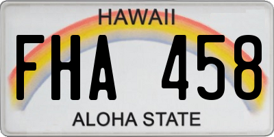 HI license plate FHA458