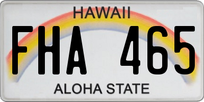 HI license plate FHA465