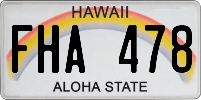 HI license plate FHA478