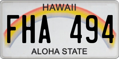 HI license plate FHA494