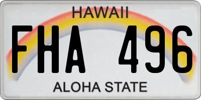 HI license plate FHA496