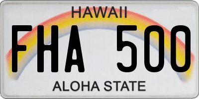 HI license plate FHA500