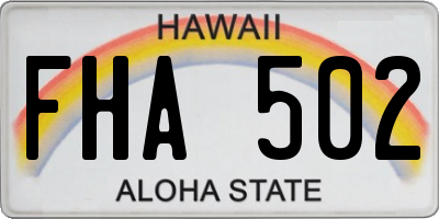 HI license plate FHA502