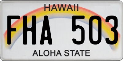 HI license plate FHA503