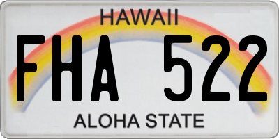 HI license plate FHA522