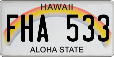 HI license plate FHA533
