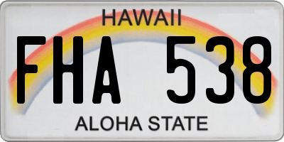 HI license plate FHA538