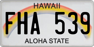 HI license plate FHA539
