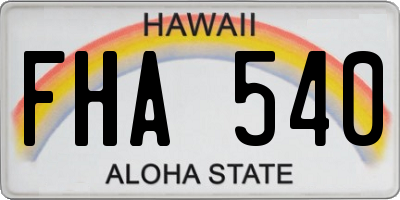 HI license plate FHA540