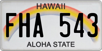 HI license plate FHA543