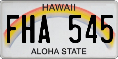 HI license plate FHA545