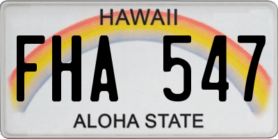 HI license plate FHA547