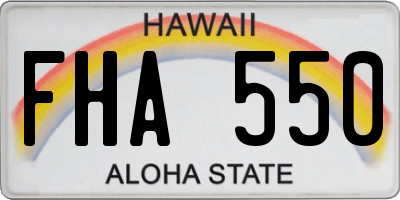 HI license plate FHA550