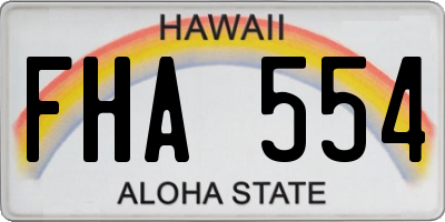 HI license plate FHA554