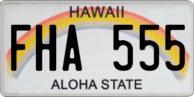 HI license plate FHA555