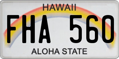 HI license plate FHA560