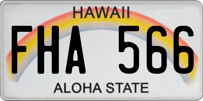 HI license plate FHA566