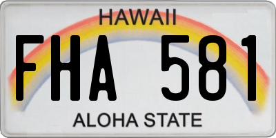 HI license plate FHA581