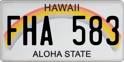 HI license plate FHA583