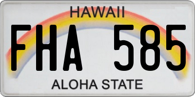 HI license plate FHA585