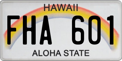 HI license plate FHA601
