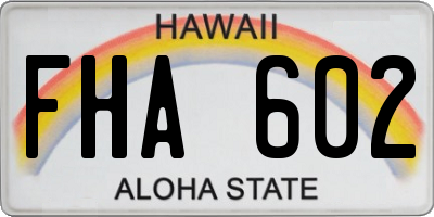 HI license plate FHA602