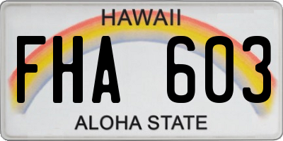 HI license plate FHA603