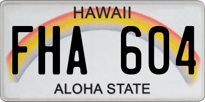 HI license plate FHA604