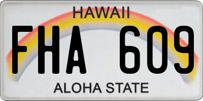 HI license plate FHA609