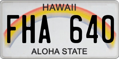 HI license plate FHA640