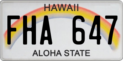 HI license plate FHA647