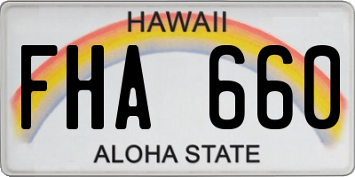 HI license plate FHA660