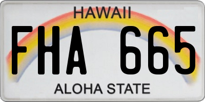 HI license plate FHA665