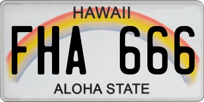 HI license plate FHA666