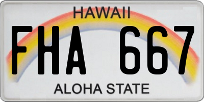 HI license plate FHA667