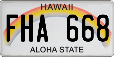HI license plate FHA668