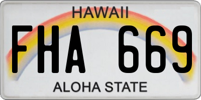 HI license plate FHA669