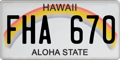 HI license plate FHA670
