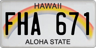 HI license plate FHA671