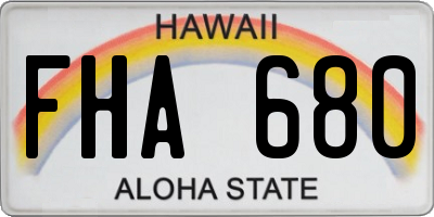 HI license plate FHA680
