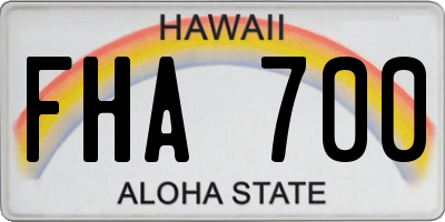 HI license plate FHA700