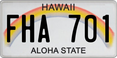 HI license plate FHA701